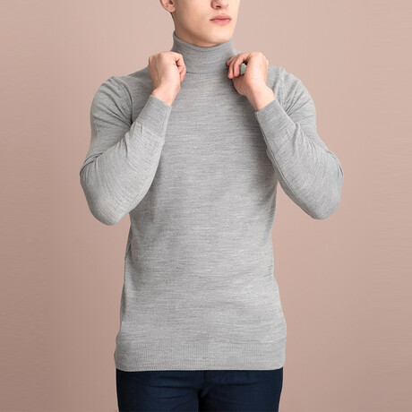 Basic Turtleneck Knitwear Sweater // Gray Melange (XS)
