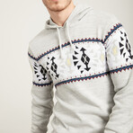 Patterned Hoodie Sweater // Light Gray Melange (XS)