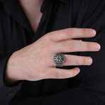 Micro Stones Design Black Silver Men's Ring (9)