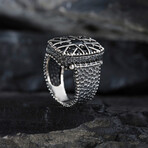 Micro Stones Design Black Silver Men's Ring (9)