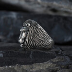 Engraving Lion Silver Men's Ring (9)