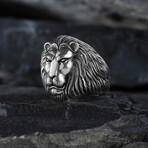 Engraving Lion Silver Men's Ring (9)