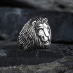 Engraving Lion Silver Men's Ring (9)