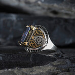 Square Mystic Topaz Silver Men's Ring (9)