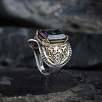 Square Mystic Topaz Silver Men's Ring (9)