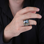 Square Mystic Topaz Silver Men's Ring (9)