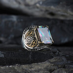 Square Mystic Topaz Silver Men's Ring (9)