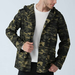 Camouflage Patterned Hooded Cardigan // Khaki (3XL)