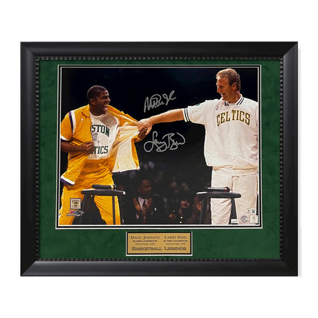 Magic Johnson & Larry Bird // Los Angeles Lakers + Boston Celtics // Autographed Photograph + Framed