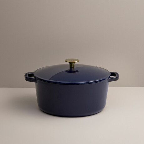 Milo by Kana // Classic Dutch Oven  // 5.5 Qt  // Navy Blue + Gold