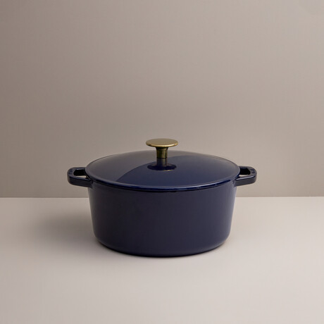 Milo by Kana // Mini Dutch Oven // 3.5 Qt // Navy Blue + Gold