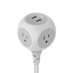 Habitat 2.4 Braided Extension Cord + USB // 6 ft. (French Gray)