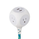 Habitat 2.4 Braided Extension Cord + USB // 6 ft. (French Gray)