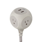 Habitat 2.4 Braided Extension Cord + USB // 6 ft. (French Gray)