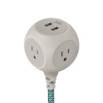 Habitat 2.4 Braided Extension Cord + USB // 6 ft. (French Gray)