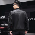 Varsity Leather Jacket // Black (XL)