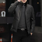 Turtleneck Leather Jacket // Black (4XL)