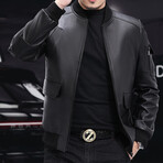 Varsity Leather Jacket // Black (L)