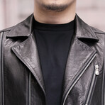 Biker Leather Jacket // Black (2XL)