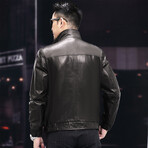 Bomber Leather Jacket // Dark Brown (2XL)