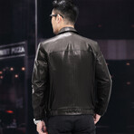 Utility Leather Jacket // Brown (L)