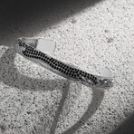 Wavy Zircon Bangle Bracelet // Antique Silver