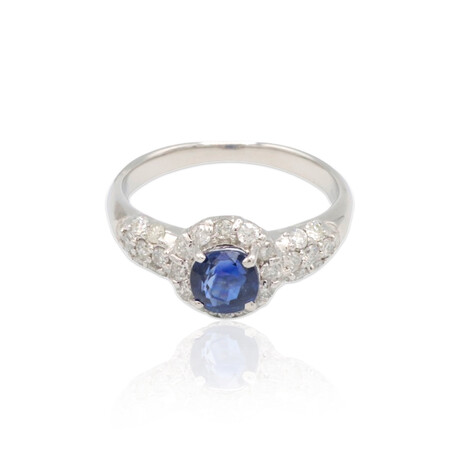Estate Platinum Diamond + Sapphire Ring // Ring Size: 6.25 // Pre-Owned