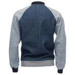 Varsity Ultrasuede Jacket in Denim // Blue + Gray (S)