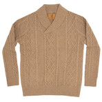 Shawl Collar Pull Over Sweater // Tan (L)