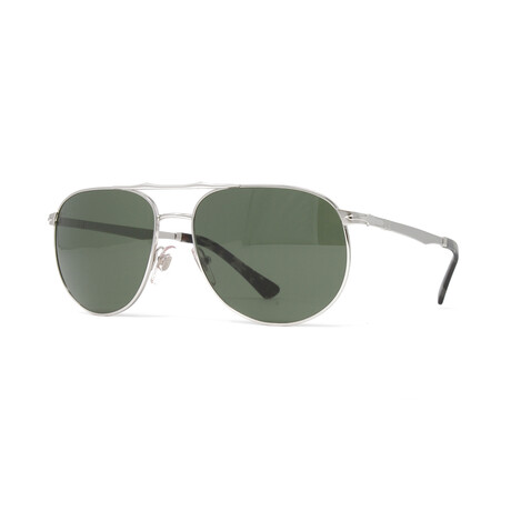 Men's PO2455S Polarized Sunglasses // Silver + Green