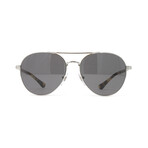 Men's PO2477S Aviator Polarized Sunglasses // Silver + Gray