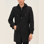 Paris Overcoat // Black + Dark Blue (Small)