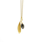 Real Olive Leaf + Fruit 14K Gold Filled + Black Rhodium On Sterling Silver