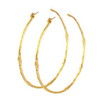 Big Hoop Earrings Made Of Olive Branch In Gold Plated Sterling Silver