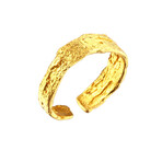 Real Tree Bark Band Ring In Gold Plated Sterling Silver