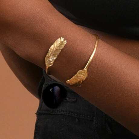 Mimoza Leaf Cuff Bracelet On Recycled Sterling Silver