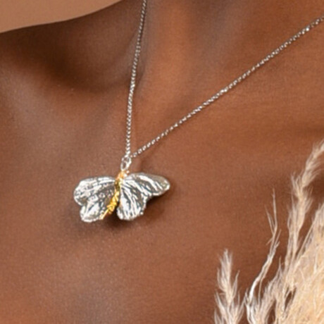 18K Gold Filled Butterfly Necklace On Sterling Silver