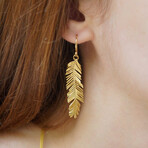 Mimosa Pudica Leaf Earrings In Gold Plated Sterling Silver