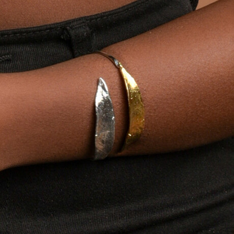 Olive Leaf Cuff Bracelet In Gold Plated Sterling Silver
