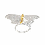 Butterfly Ring On Recycled Sterling Silver + 14K Gold Details