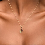 Real Olive Leaf + Fruit 14K Gold Filled + Black Rhodium On Sterling Silver