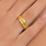 Real Tree Bark Band Ring In Gold Plated Sterling Silver