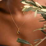 Real Olive Leaf + Fruit 14K Gold Filled + Black Rhodium On Sterling Silver