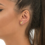 Two Tone Fern Leaves Stud Earrings Gold Plated Recycled Sterling Silver