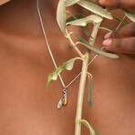 Pendant Sterling Silver Olive Leaf + 14K Gold Filled Plated Olive Fruit Necklace