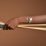 Real Butterfly Bracelet In Sterling Silver + Gold Plated