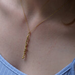 Gold Mimoza Branch Pendant With Black Rhodium Bud + Gold Plated