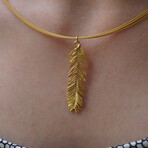 Acacia Leaf Necklace 14K Gold On Sterling Silver