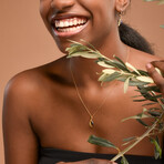 Real Olive Leaf + Fruit 14K Gold Filled + Black Rhodium On Sterling Silver