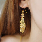 Mimosa Pudica Leaf Earrings In Gold Plated Sterling Silver